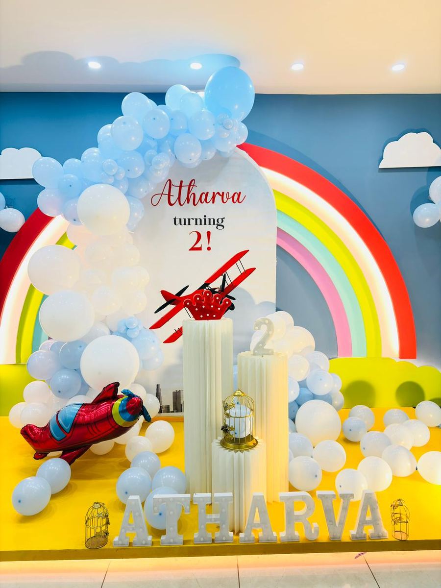 Airplane theme birthday setup